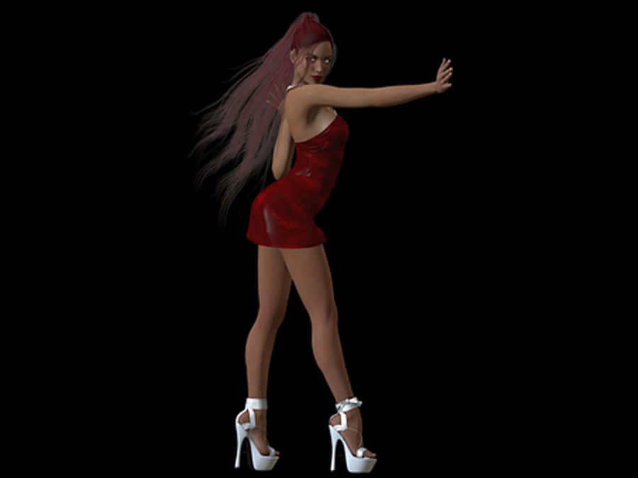 Red Dress Woman Pose