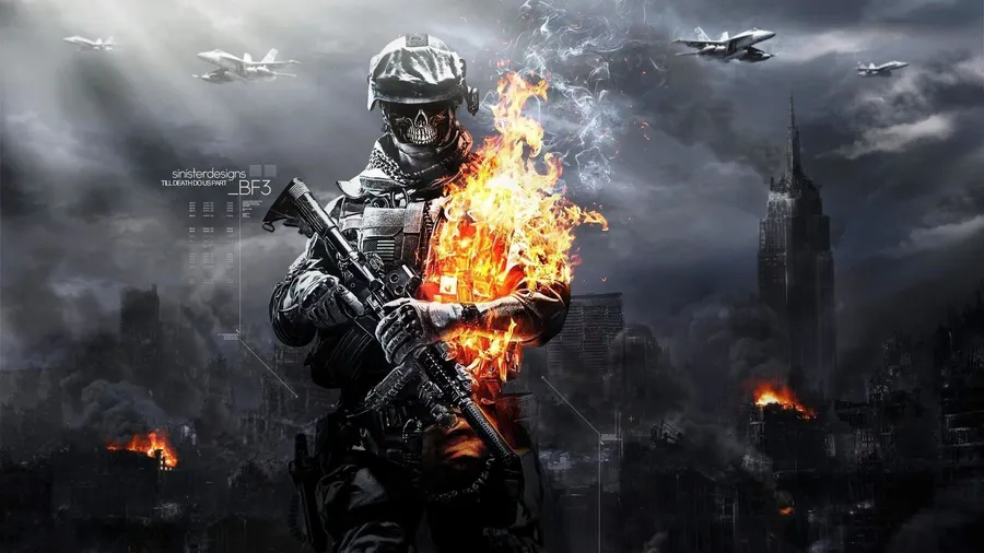 Flaring skeleton army wallpaper