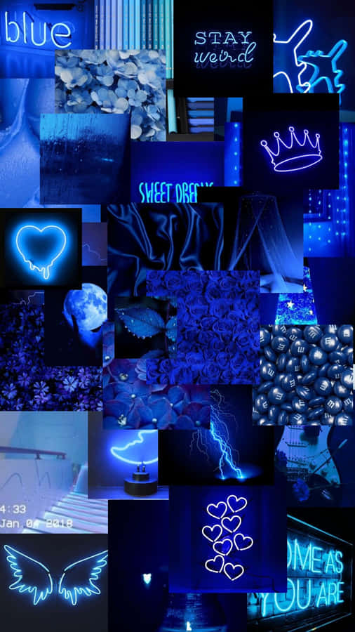 Schwarz-Blaue Ästhetische Collage