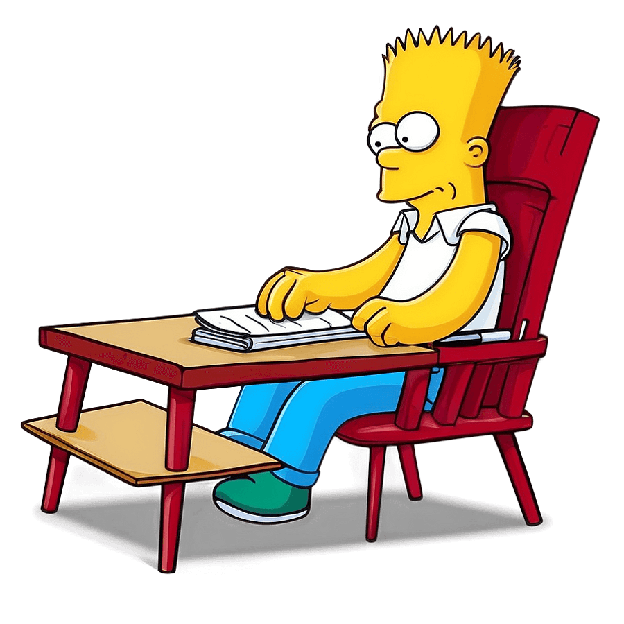 Bart Simpson Doing Homework PNG edo
