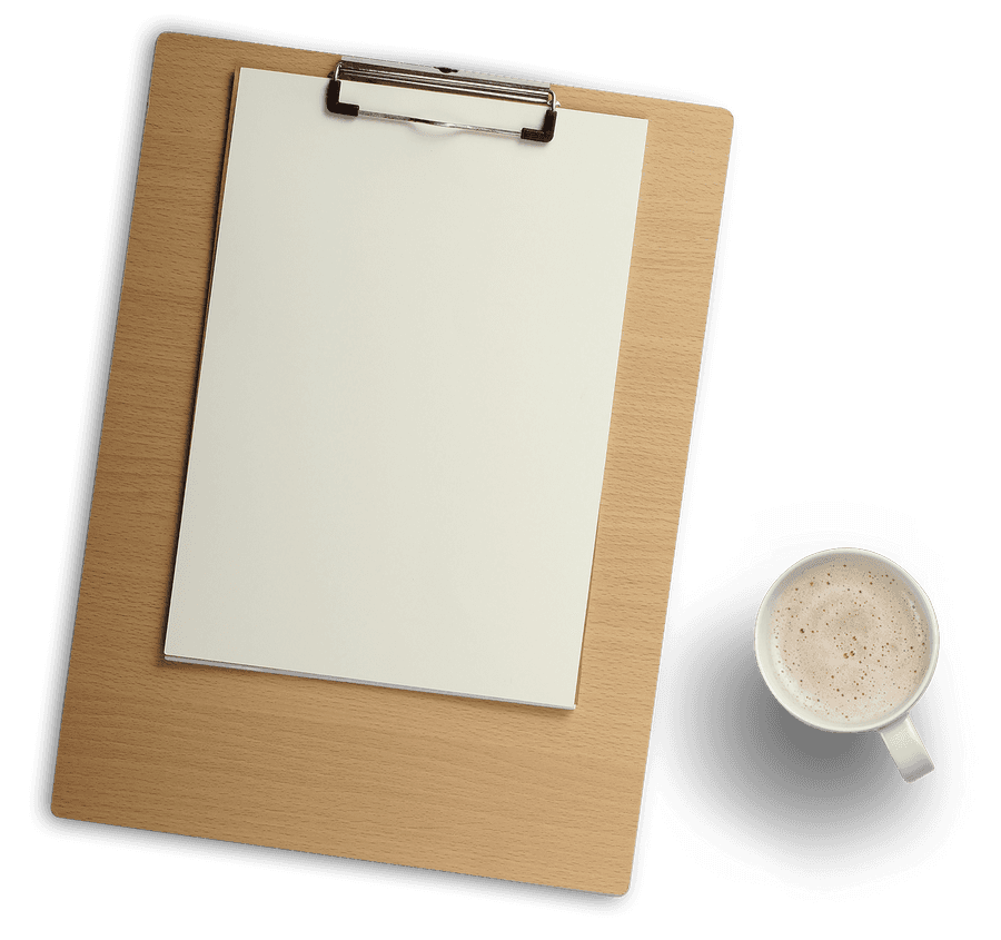 Wooden Clipboardand Coffeeon Desk