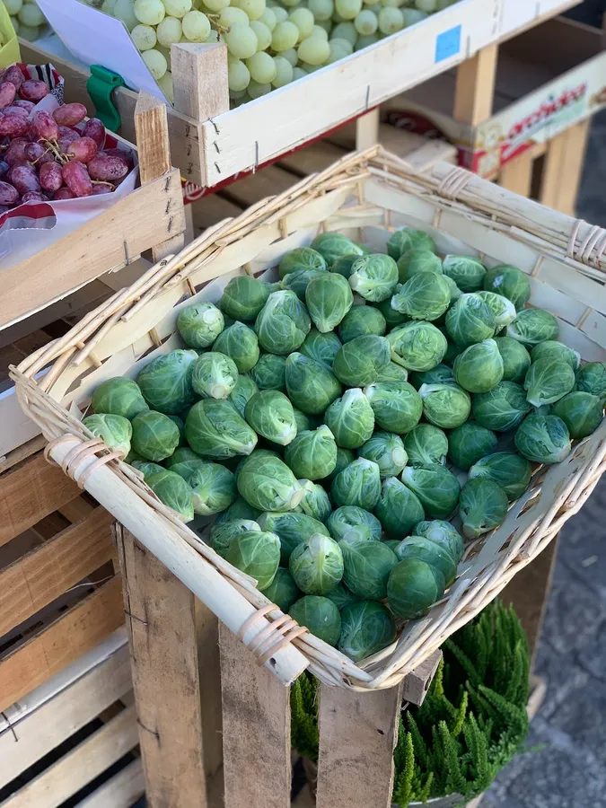 Fresh Cabbage Display in Market