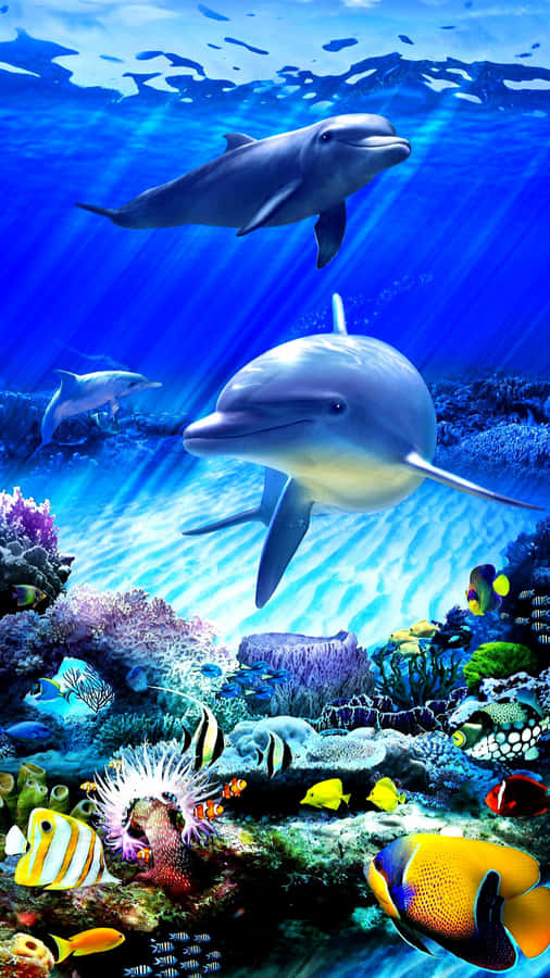 Adorabilicreature marine Kawaii esplorano il loro mondo sottomarino.