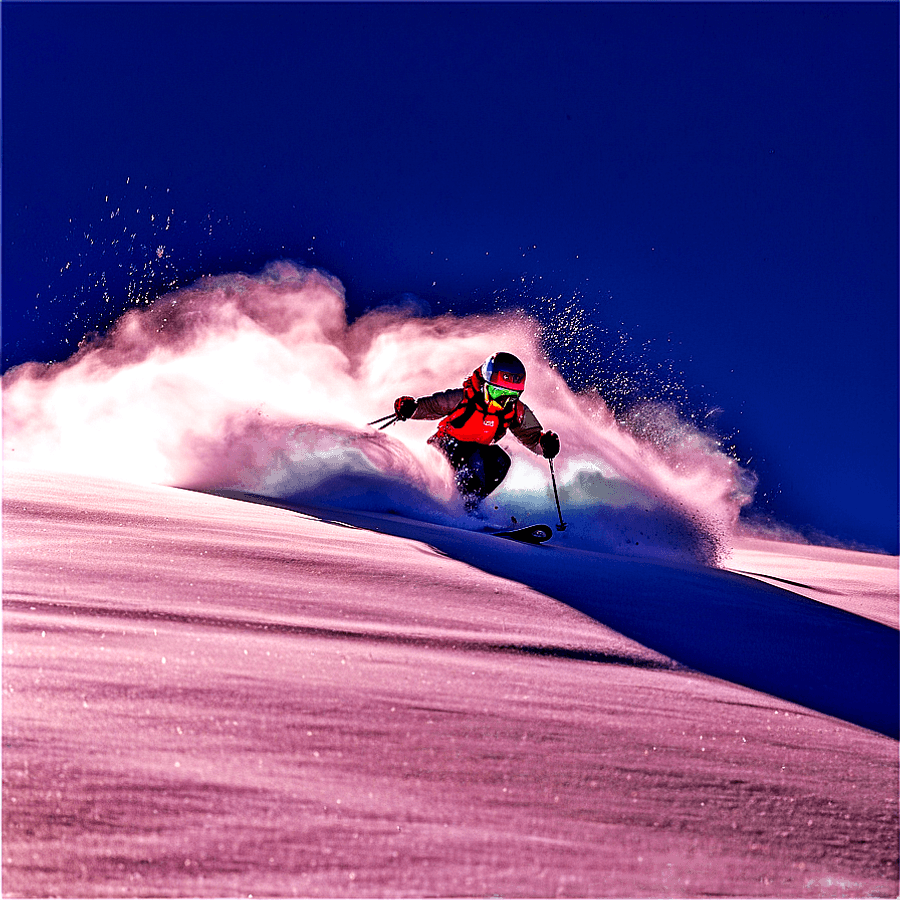 Skier on Powder Day PNG 06132024