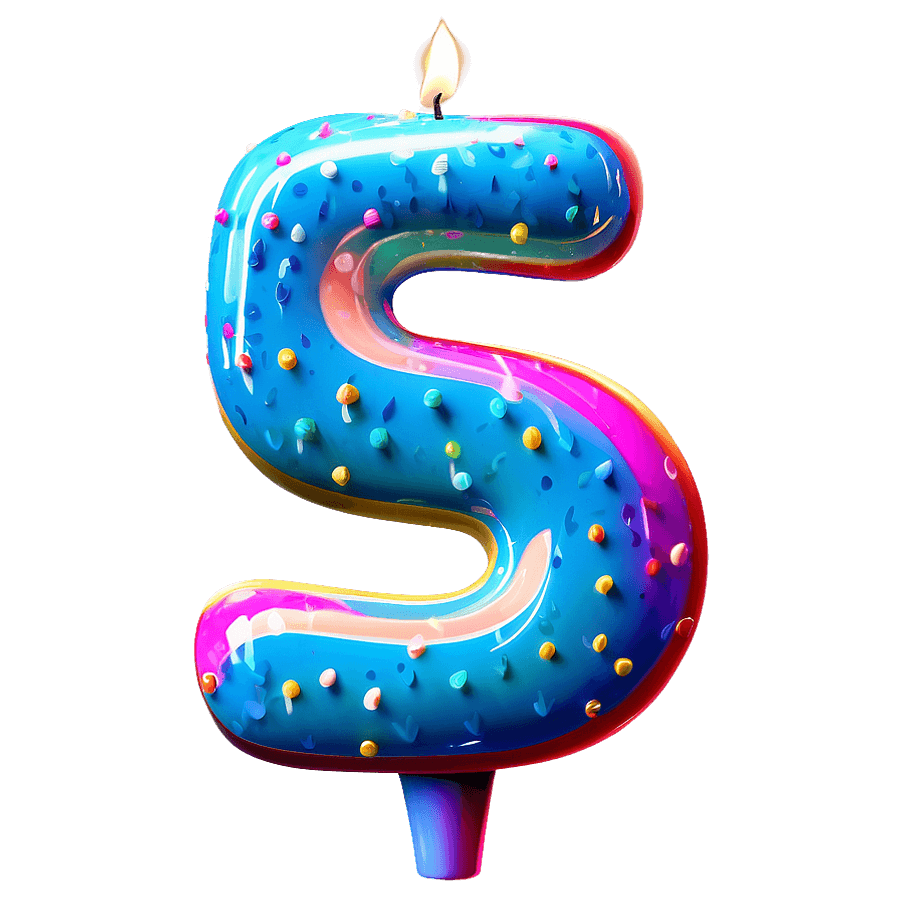 Sparkling 5th Birthday Candle PNG 13