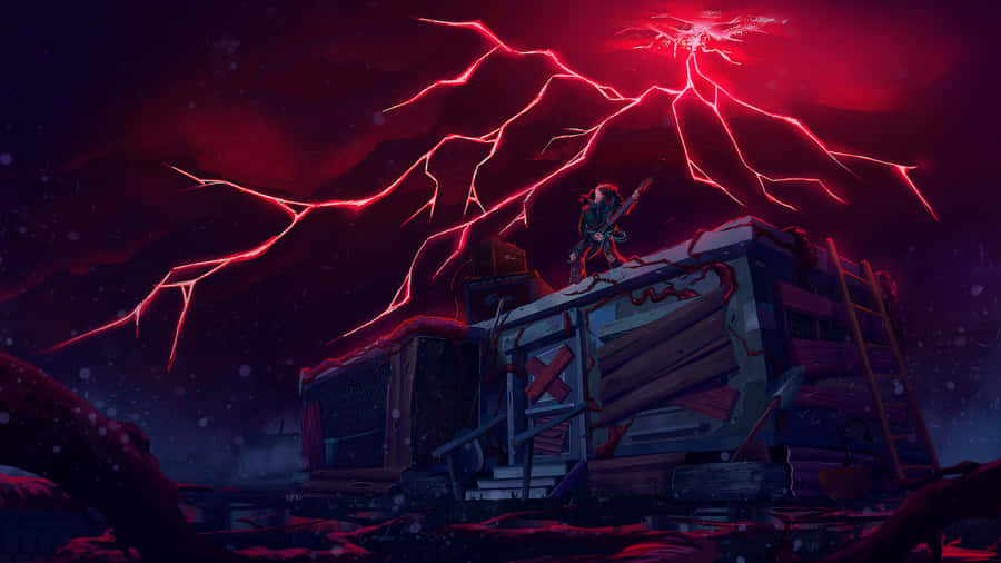 Stranger Things Céu Vermelho com Trovão