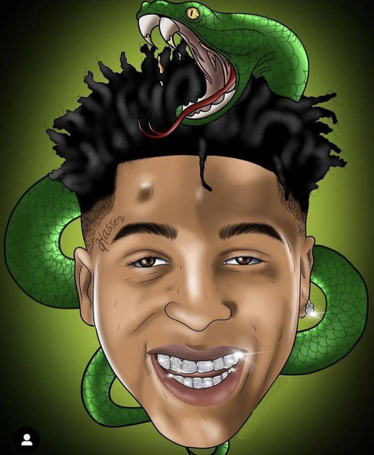 NleChoppa Karikatur Aufnahme mit Schlange