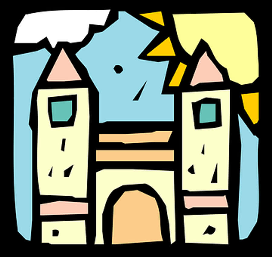 Colorful Cartoon Castle Illustration