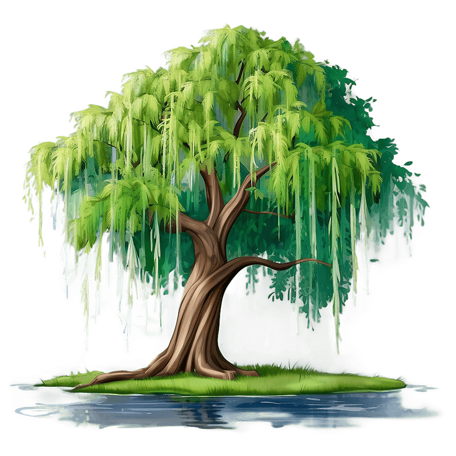 Majestic Willow Tree Landscape PNG 75