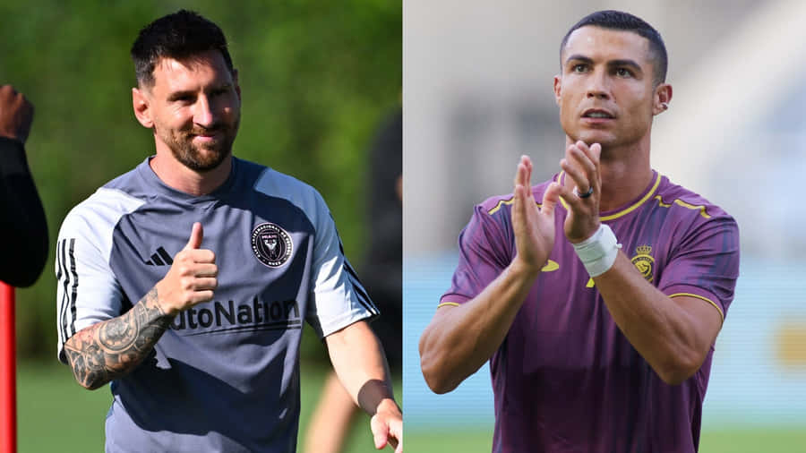 Imagem Dividida de Ronaldo e Messi