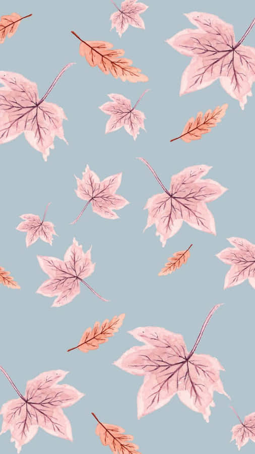 Pattern di Foglie Autunnali su Sfondo Blu