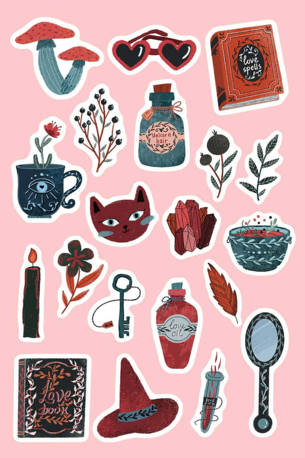 Collezione di adesivi di stregoneria