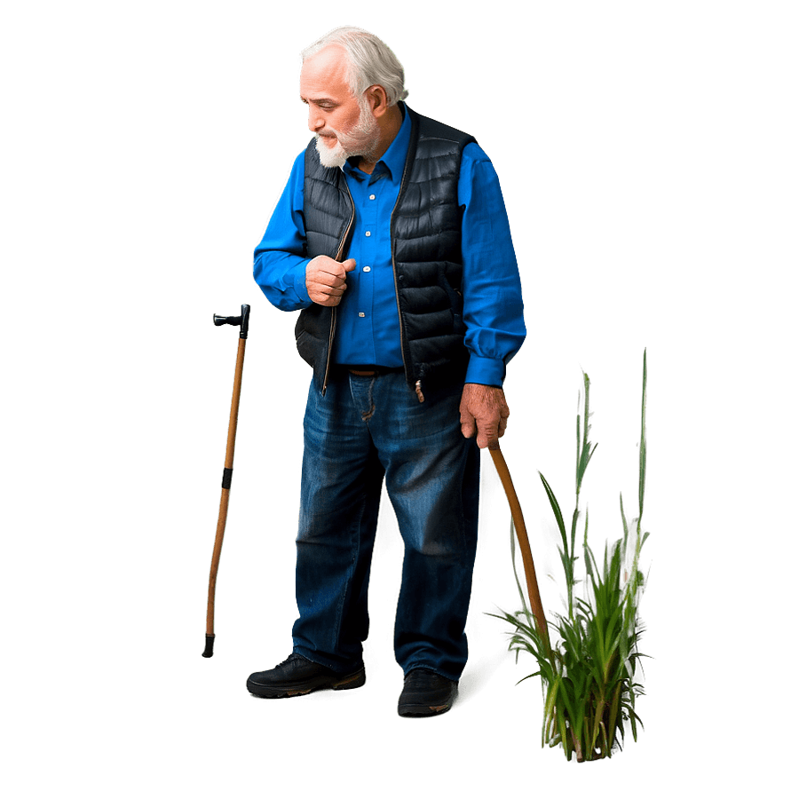 Aged Man with Cane PNG 05232024