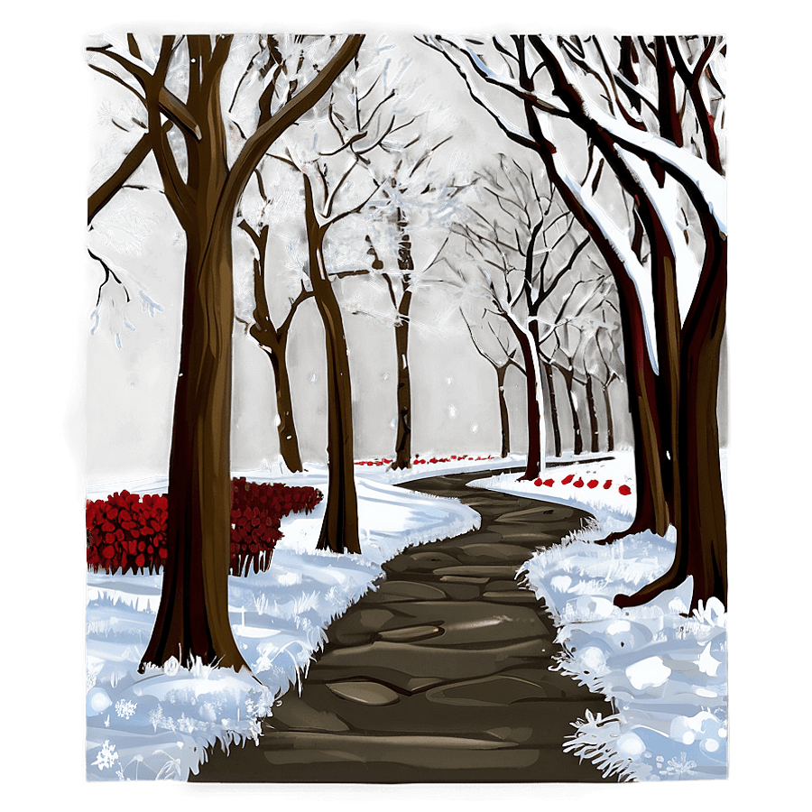 Snowy Tree Pathway PNG qjx10