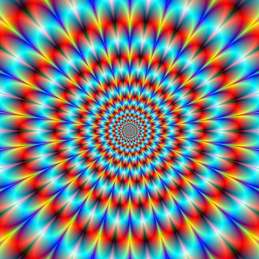 Blomstrendebillede i blå og rød farveillusion.