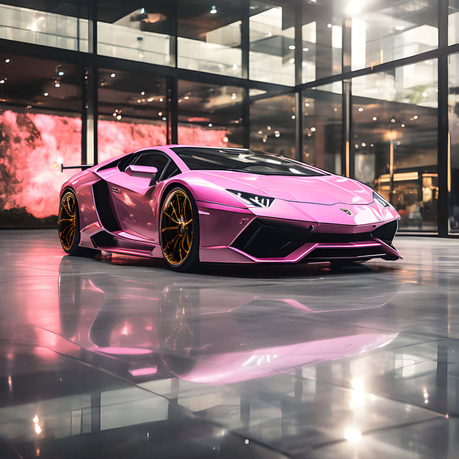 Rosa Lamborghini Showroom Glanz
