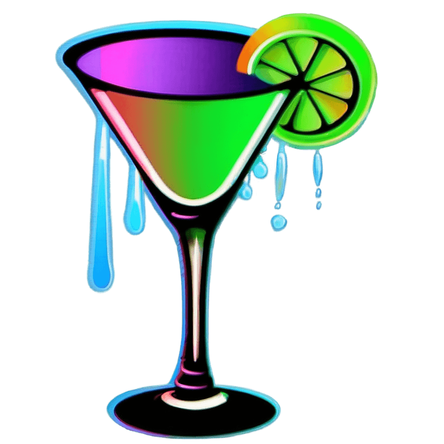 Neon Cocktail Glass PNG chb