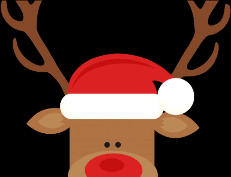 Santa Hat Clipart Cute - Reindeer With Santa Hat