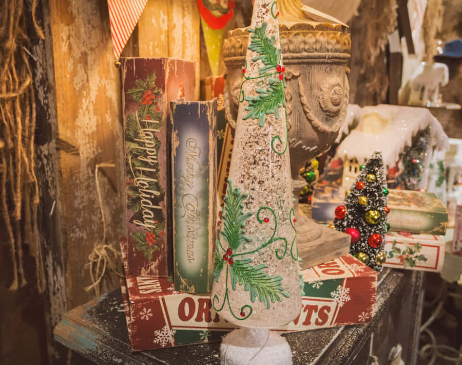 Exibição de Decorações de Natal Vintage