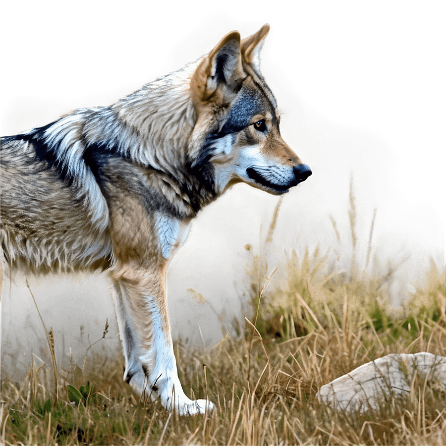 Alpha Wolf Stalking Prey PNG 06292024