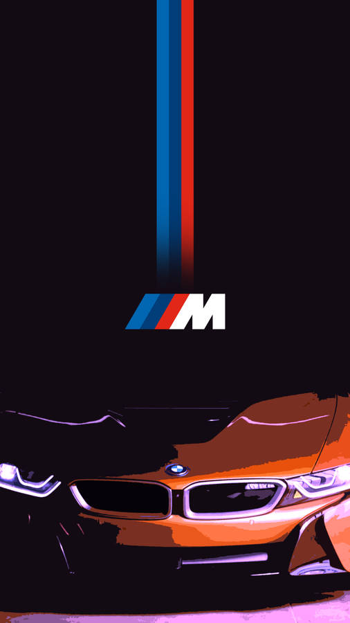 Orange Car BMW M Logo