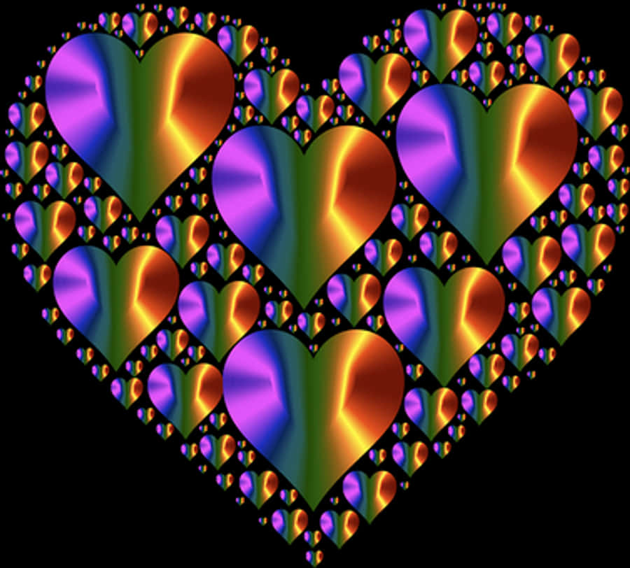 Colorful Fractal Hearts Pattern