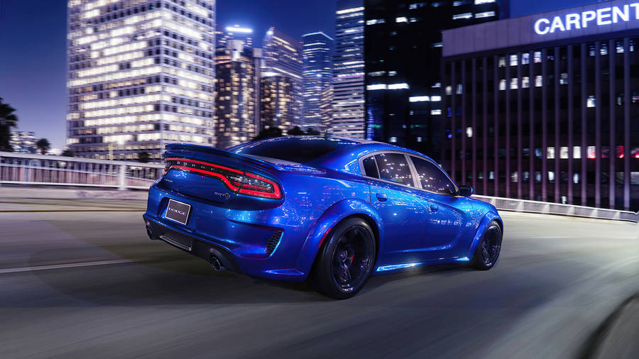 Azure blå Dodge Challenger