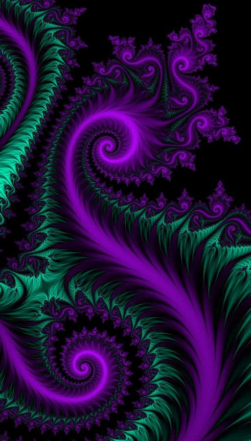 Arte Fractal Roxa e Verde