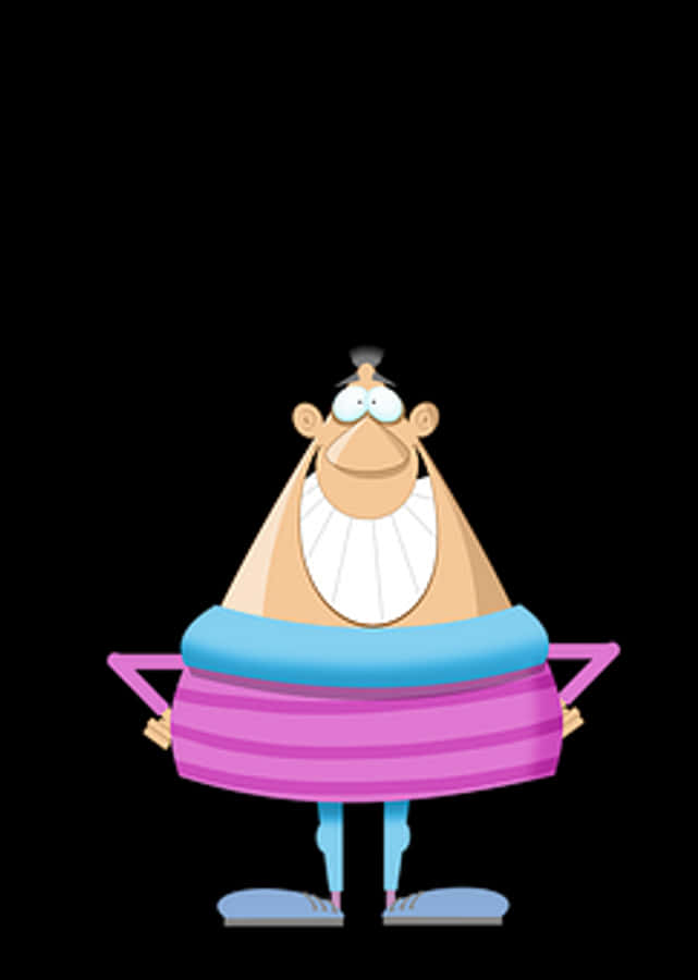 Cartoon Man Holding Inflatable Ring