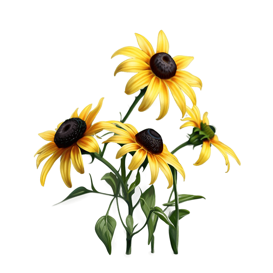 Vibrant Black Eyed Susan Illustration PNG fgo96