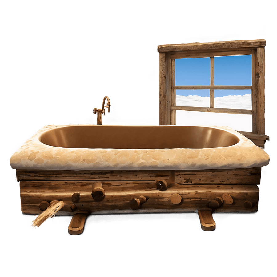 Rustic Log Cabin Bathtub PNG 74