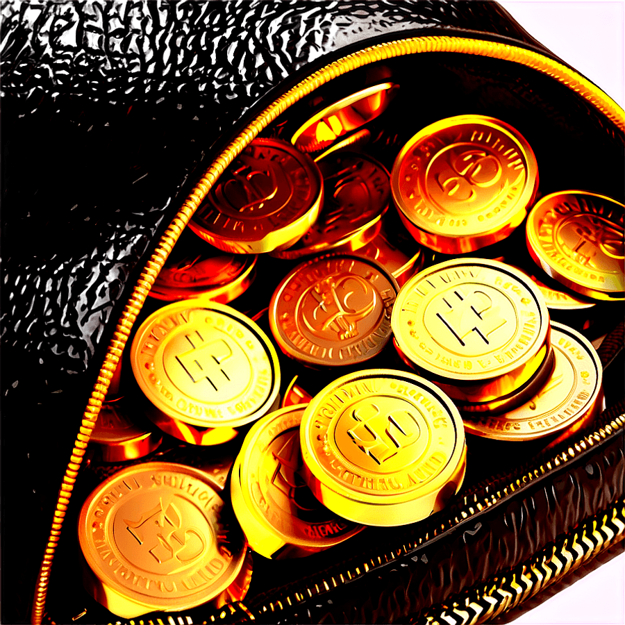 Gold Coins Bag PNG 05252024