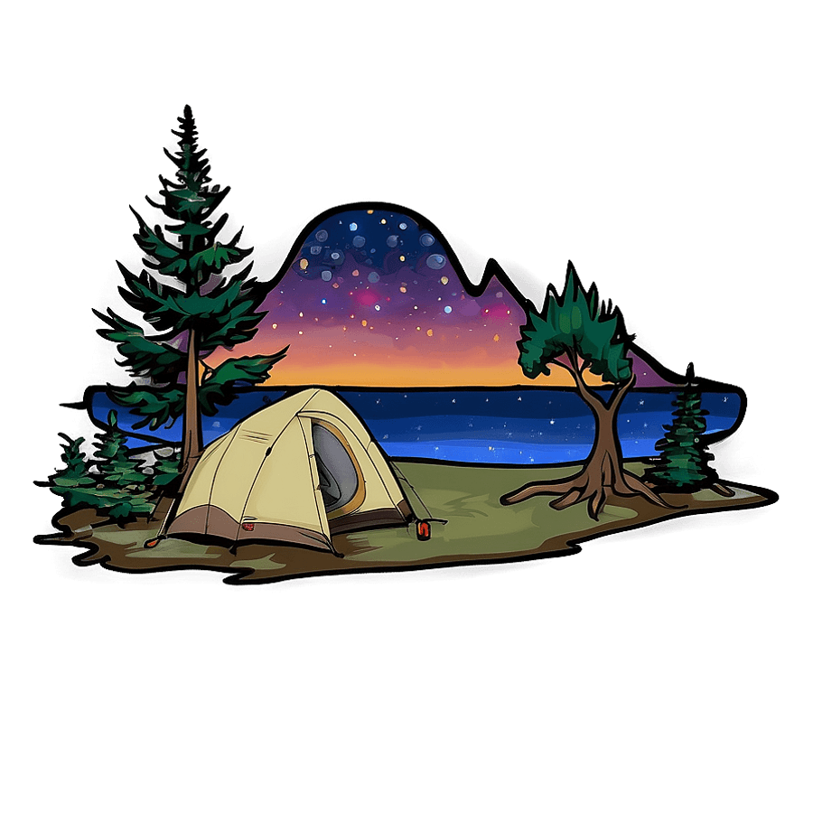 Calm Starry Camping Night PNG 33