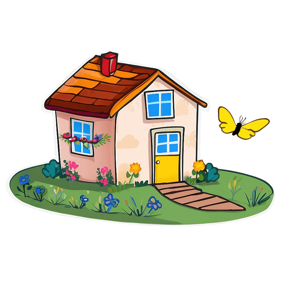 Whimsical Home Sweet Home Drawing PNG pbt79