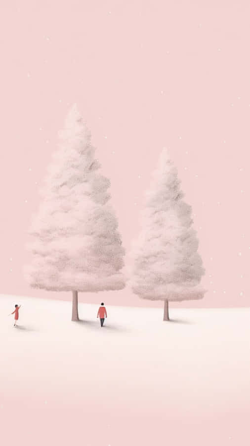 Scena di Natale Invernale Rosa