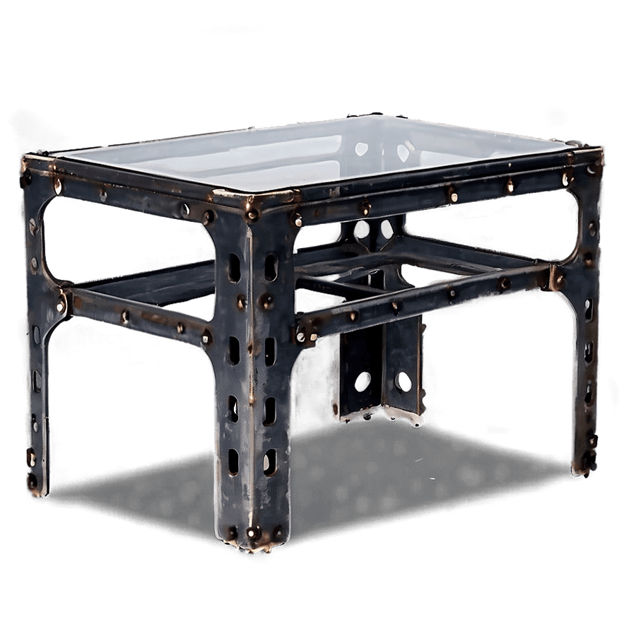 Industrial Style Glass Table PNG vna37