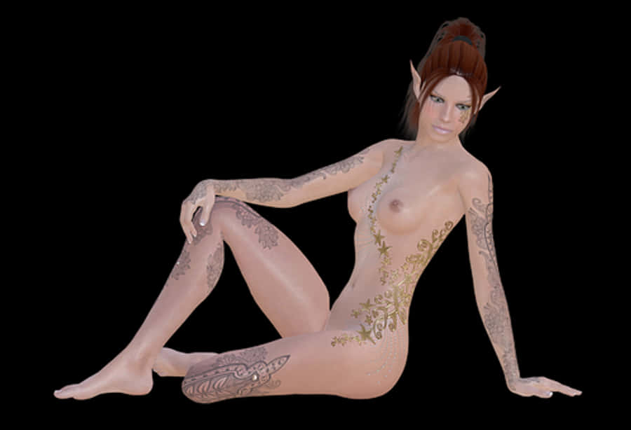 a woman with elf ears and tattoos