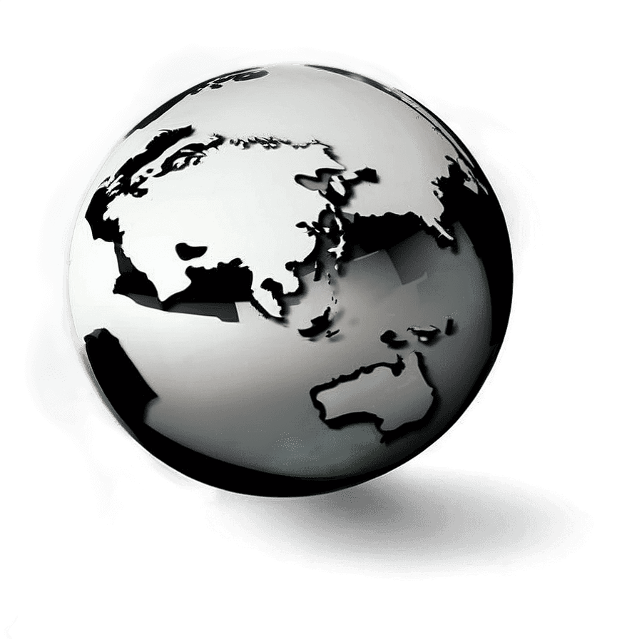 Black and White Globe for Kids PNG 2