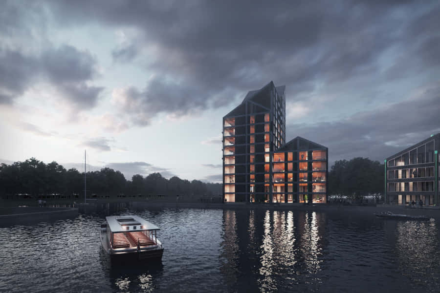 Almere Vattengräns Arkitektur Skymning
