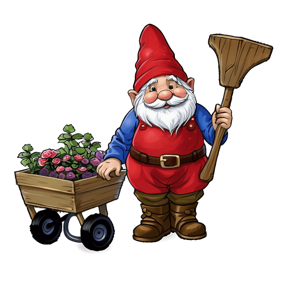 Gnome with Wheelbarrow PNG 64
