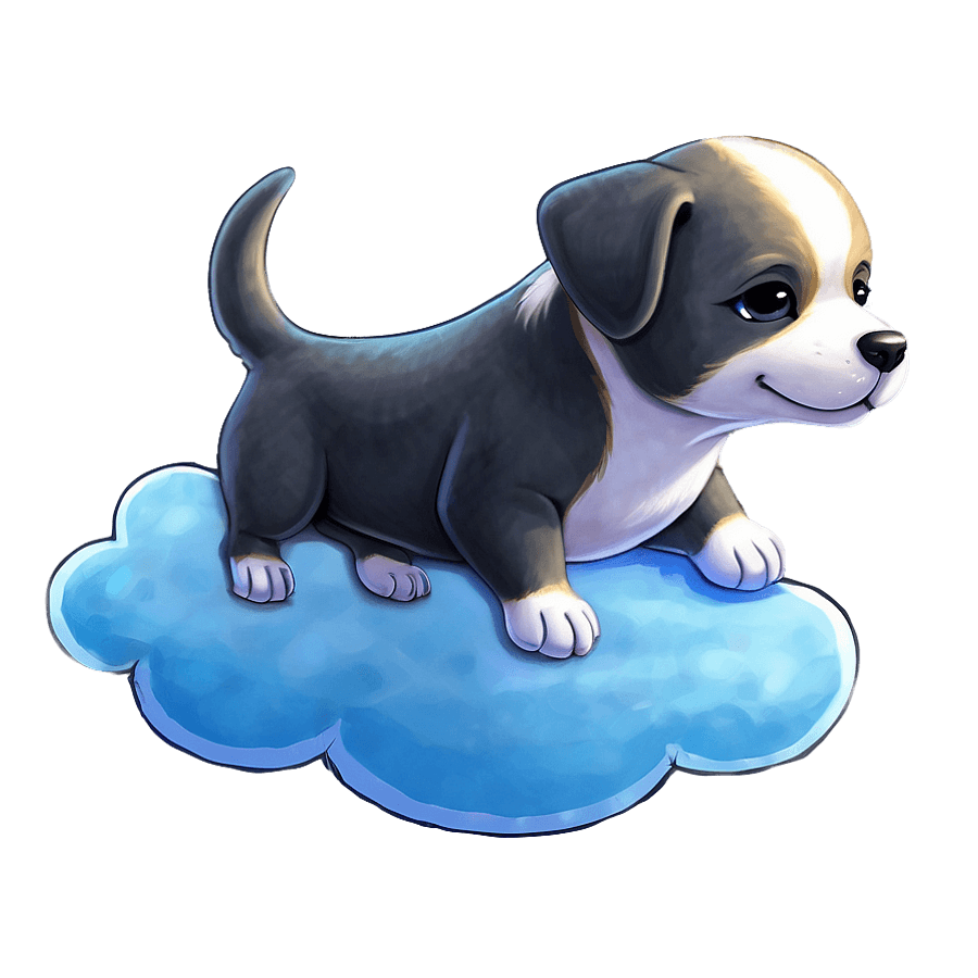 Kawaii Dog on a Cloud PNG 06292024