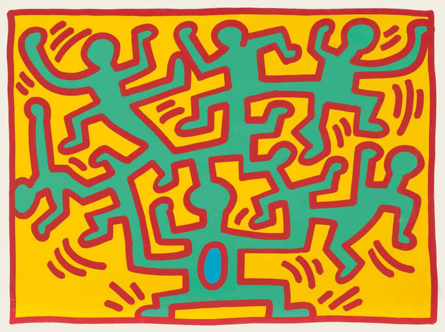 Opera d'Arte di Figure Vibranti di Keith Haring