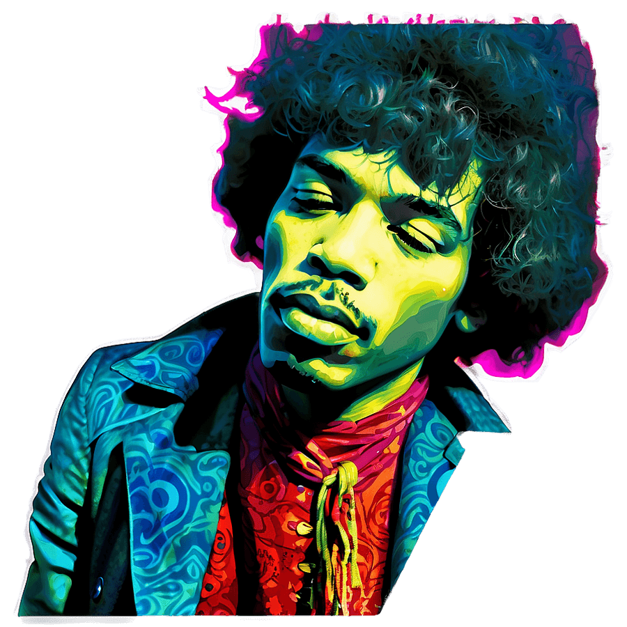 Jimi Hendrix Psychedelic Guitar PNG nny
