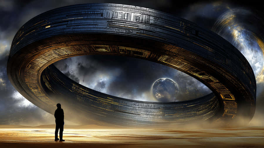 sci-fi, alien, poort, portal, planeet, ruimte, fantasie, mysterie, verkenning, futuristisch, structuur, kosmisch, dramatisch, uitgestrekt, ring
