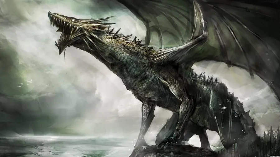 Silver Green Cool Dragon