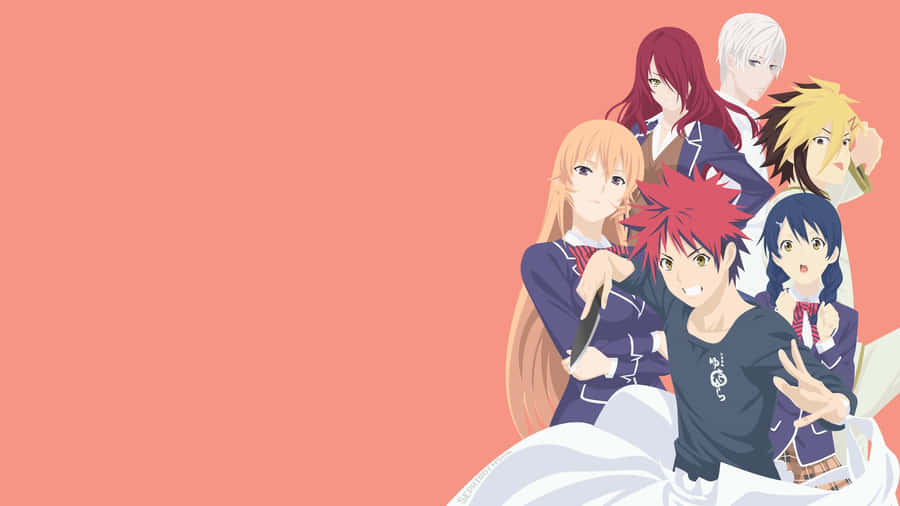 Ilustração de Grupo de Personagens de Anime
