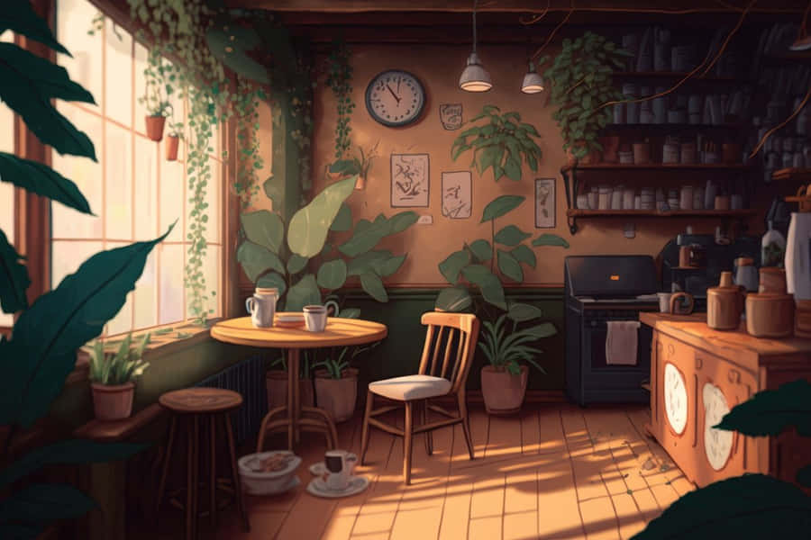 Gemütliches Café Innenillustration