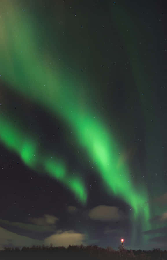 Cielo delle aurore boreali verdi