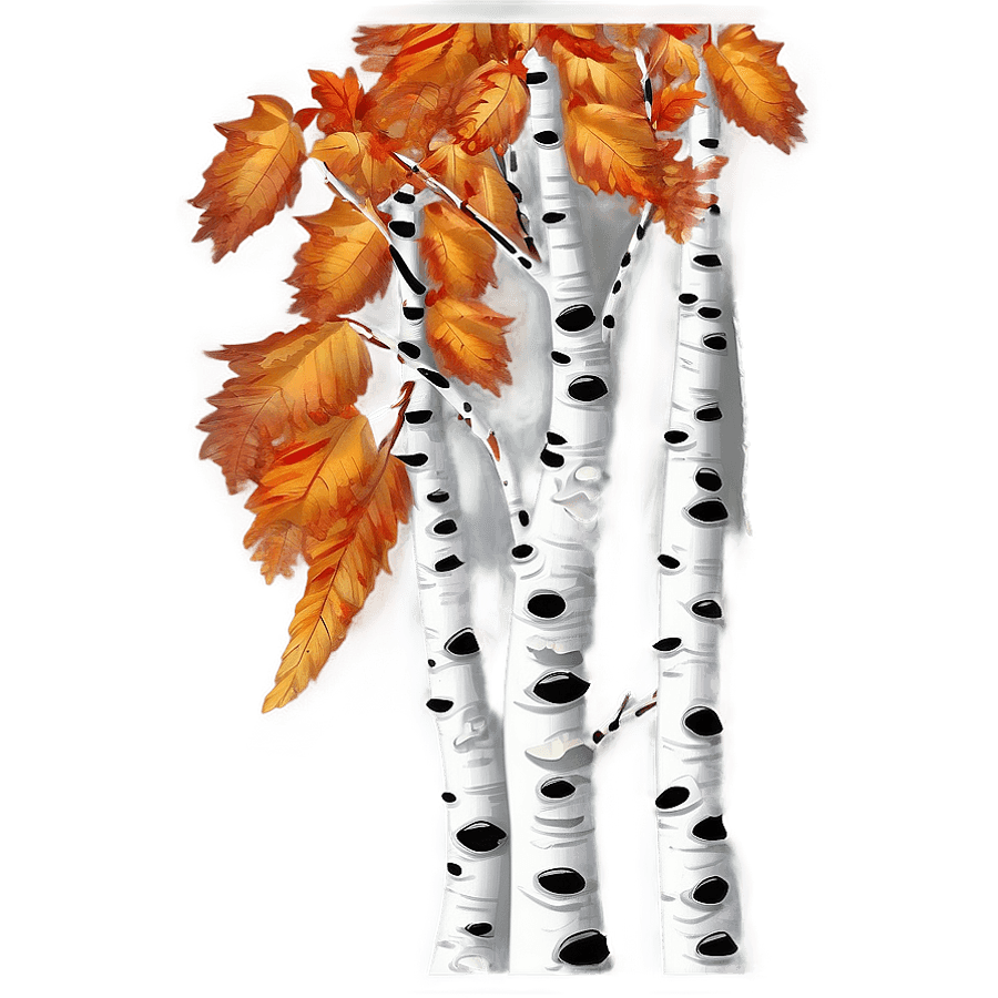 Fiery Autumn Birch Tree PNG 06122024