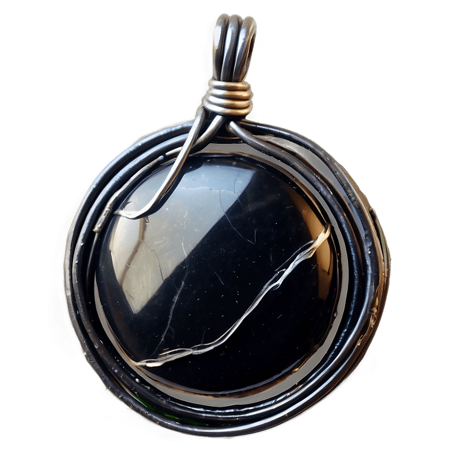 Obsidian Wire Wrapped Pendant PNG 06272024